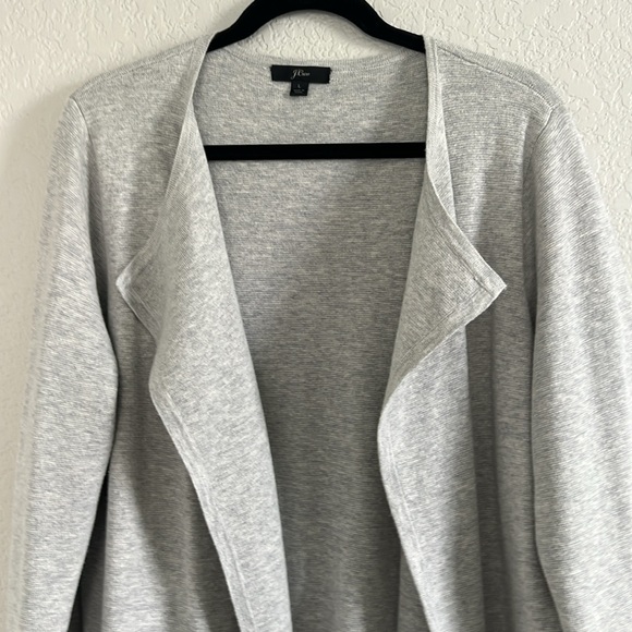 J. Crew Collarless Juliette Long Line Gray Cardigan. Size L - Picture 4 of 9